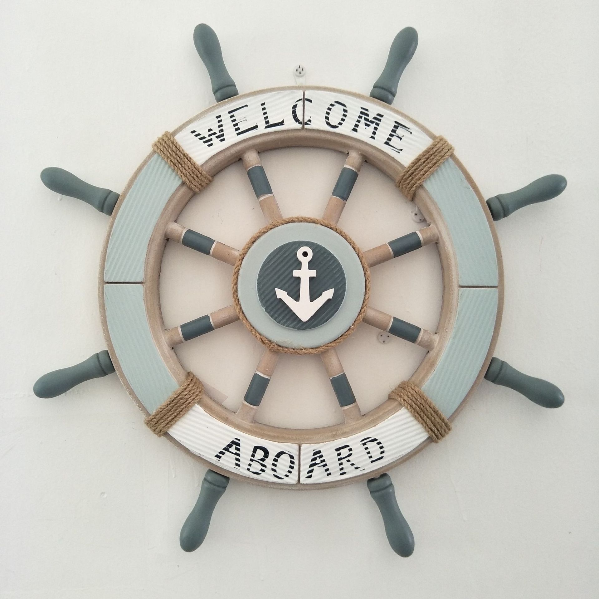 地中海风格木制船舵 家居装饰壁挂远航舵手 62公分船舵做旧工艺
