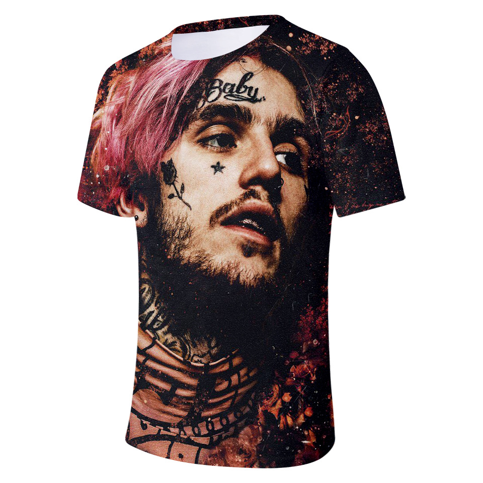 欧美热搜lil peep纪念服圆领短袖t恤网孔速干3d彩印潮流衣服批发