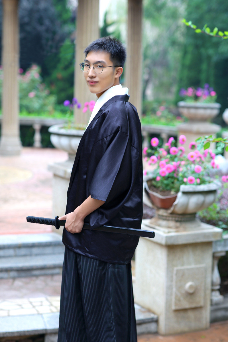 日本和服男秋冬新品行灯袴正装和服套装日本武士和服