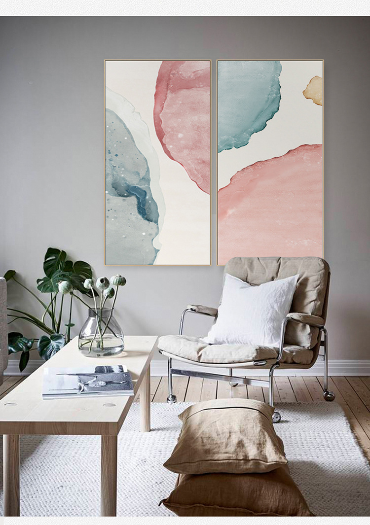 现代简约北欧玄关入户装饰画竖色块水彩抽象挂画酒店走廊过道壁画