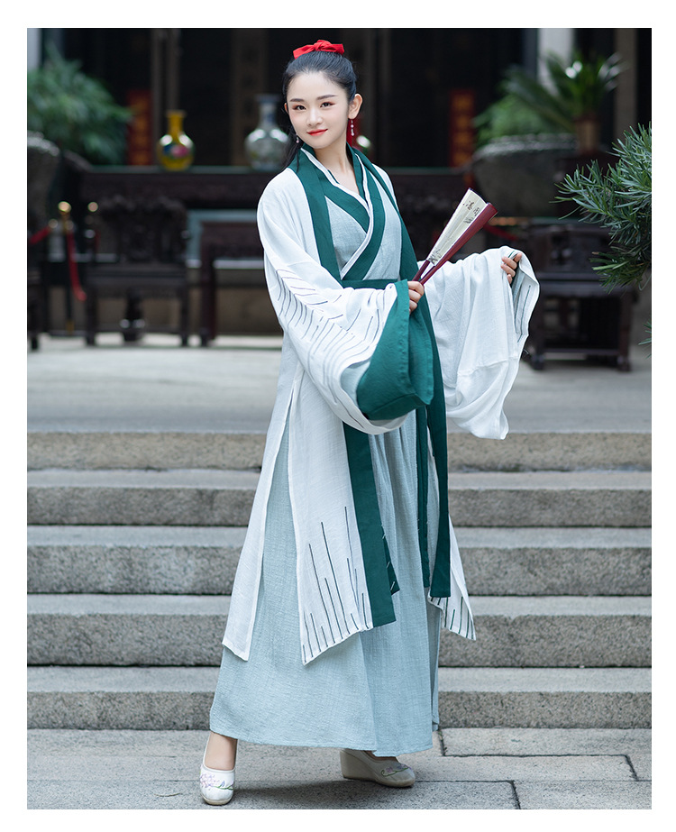 特价5961 日常魏晋风大袖衫广袖交领襦裙水生装 汉服男女情侣装