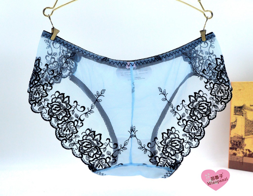 女士三角裤-刺绣内裤 黑线 固定花色 1136#内裤女内裤女-女士三角裤尽