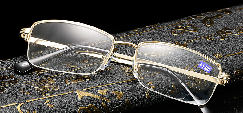 看远看近多功能双光老花眼镜树脂远近两用老光镜半框金属多功能镜