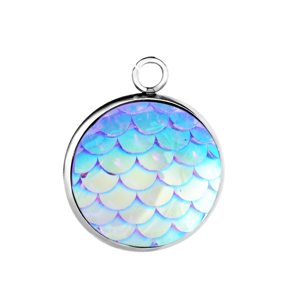 外贸饰品厂家批发 14mm不锈钢鱼鳞片吊坠 手链项链挂件配件