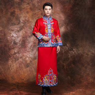 古装秀禾服中式婚礼红色新郎结婚男士秀禾服礼服敬酒服长衫大褂
