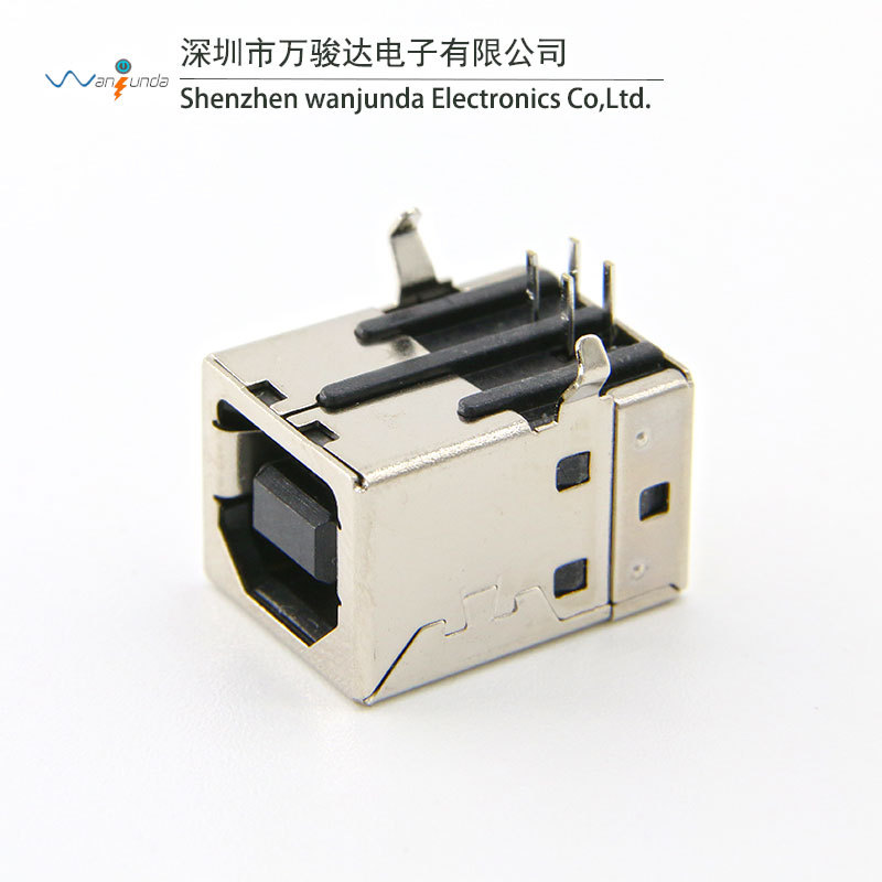 90度卧式插板b型usb母座 b母 打印机接口 方口usb接口座子