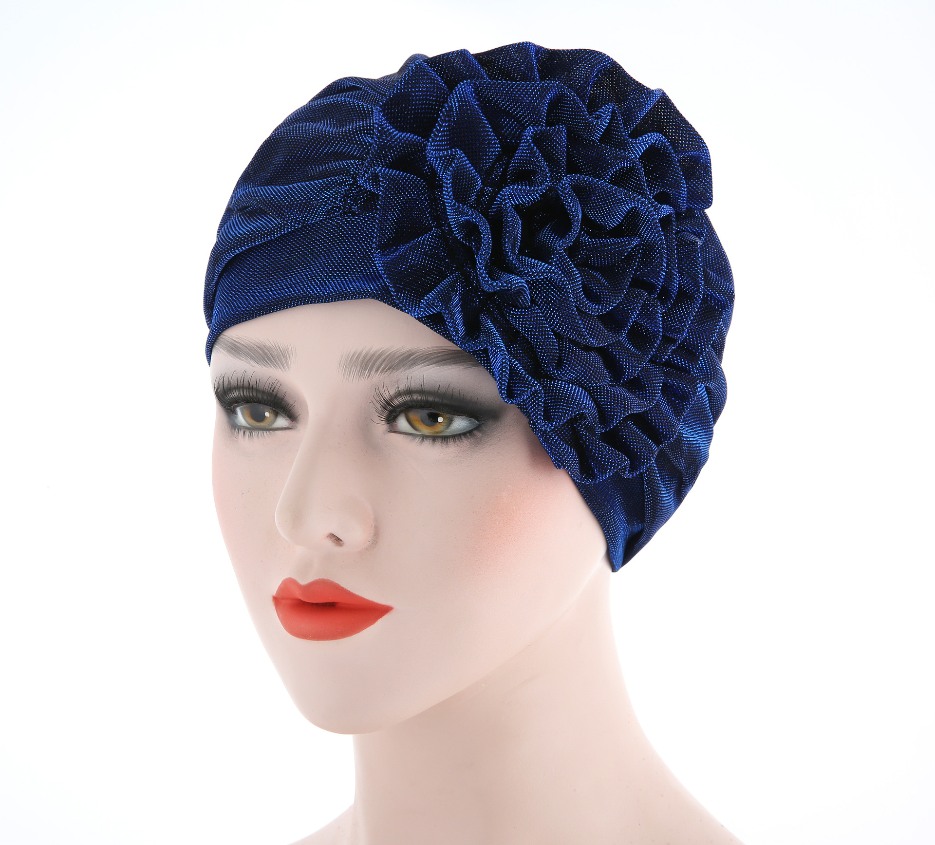 亚马逊新款 单色侧面盘花花朵头巾帽 穆斯林包头帽 女士月子帽