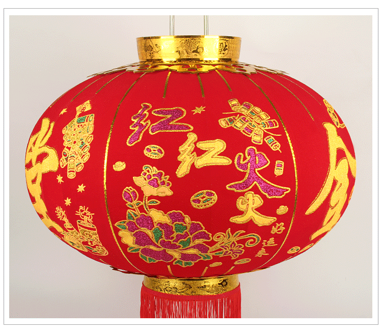 2019新款灯笼植绒金玉满堂绒布大红灯笼批发定做广告灯笼春节用品