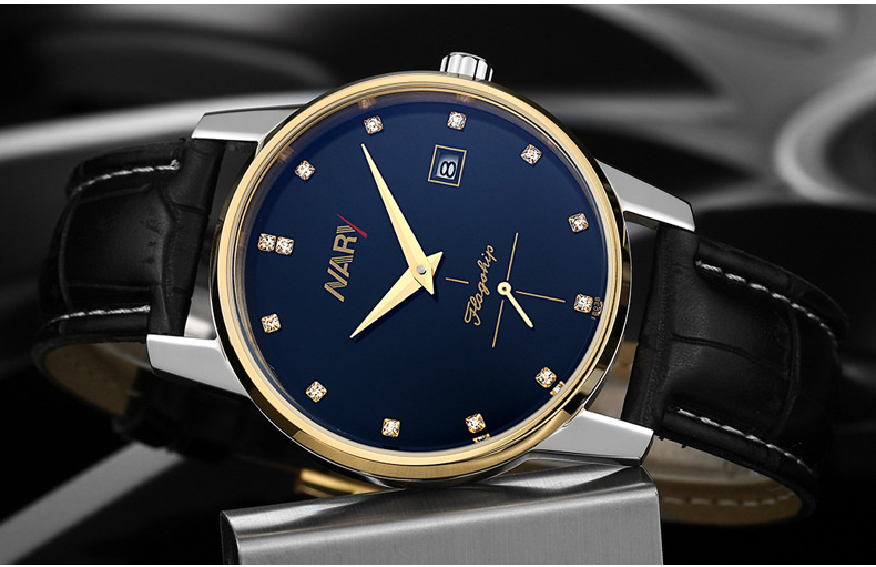 nary/耐瑞 爆款男士腕表全自动机械皮带简约商务防水手表18038pu