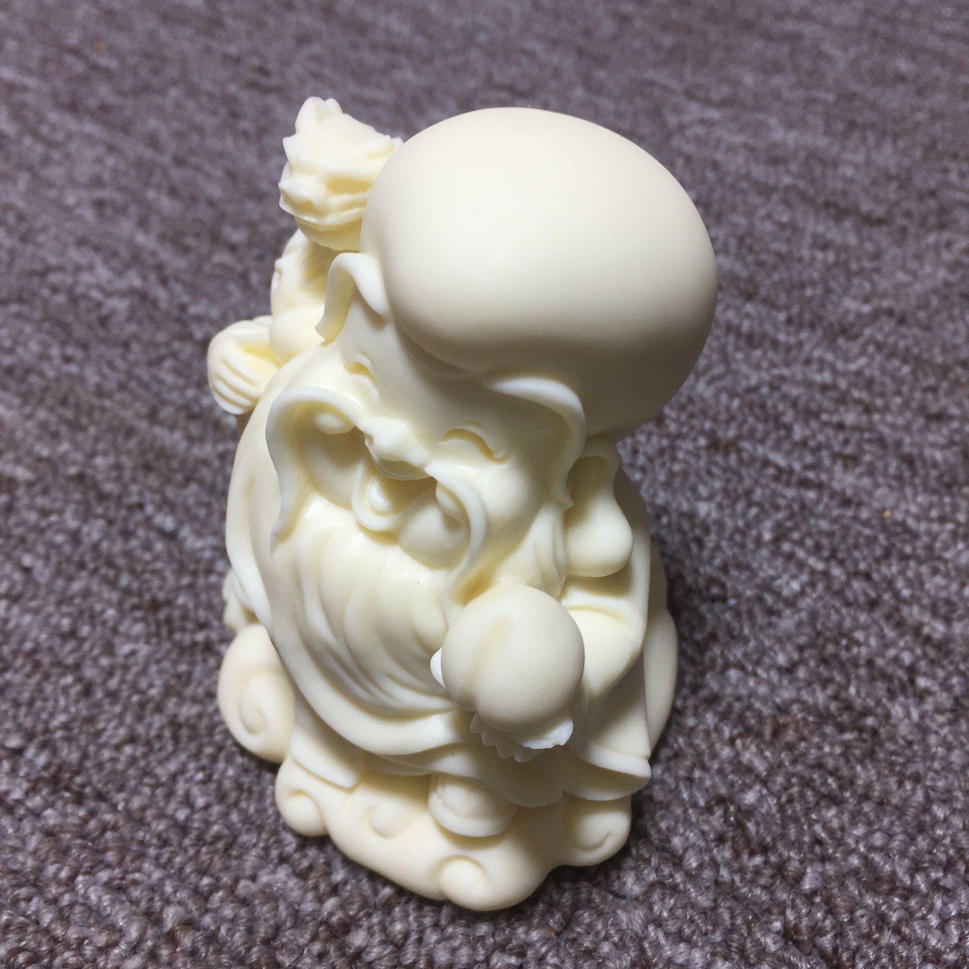 商海 祝寿生日礼物 粉压雕刻象牙果福寿公婆摆件8*6*6cm 礼盒装