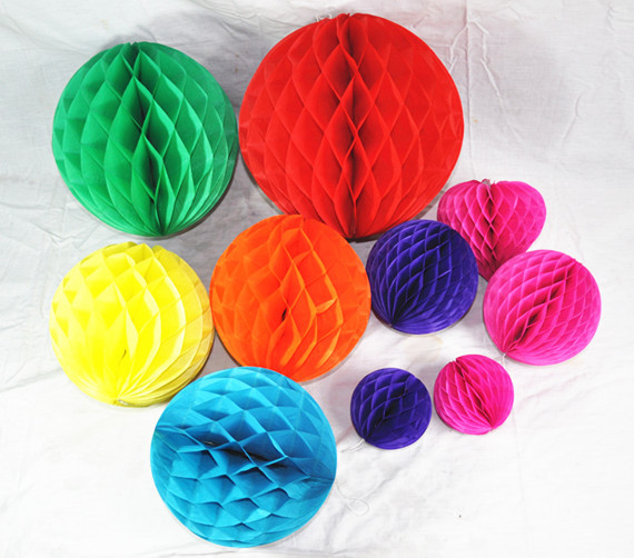 美澜30cm幼儿园学校商场节日婚庆纸制品纸花球蜂窝球套装纸花球