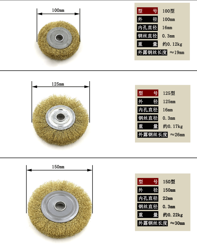 平行钢丝轮除锈抛光轮 机用钢丝刷 镀铜钢丝轮 不锈钢平型