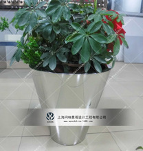 商业美陈/花缸花艺花盆陈列展示绿植花艺景观304不锈钢花盆种植盆