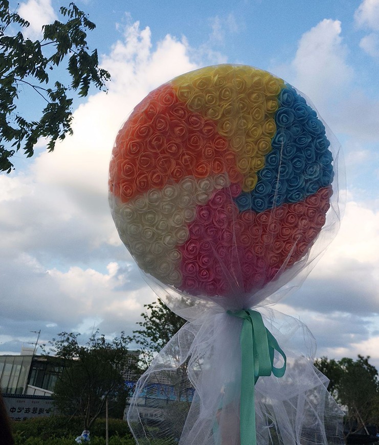 泡沫模具七夕情人节礼物巨型彩虹棒棒糖永生玫瑰花pe花送女友礼品