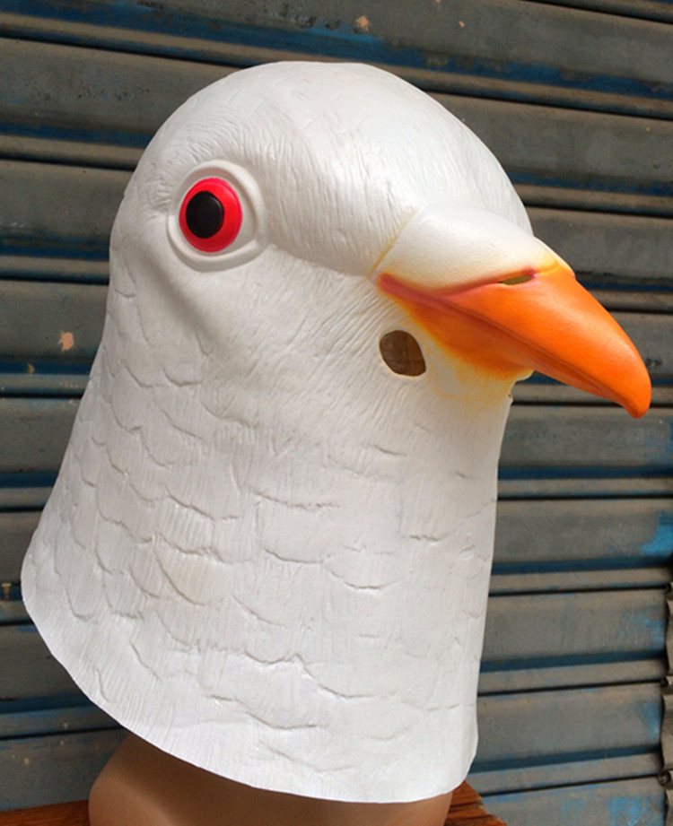 万圣节乳胶仿真热卖灰白鸽子头套 舞会变装面具 动物小鸟头套批发