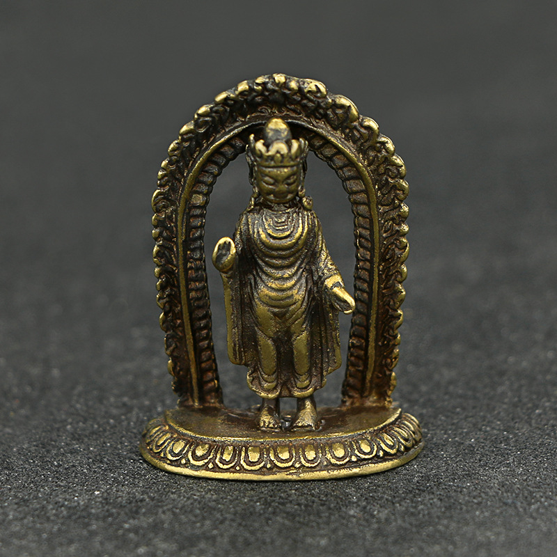 袖珍小佛像藏密尼泊尔小铜佛古玩铜器仿古铜雕件老铜件铜把件藏佛