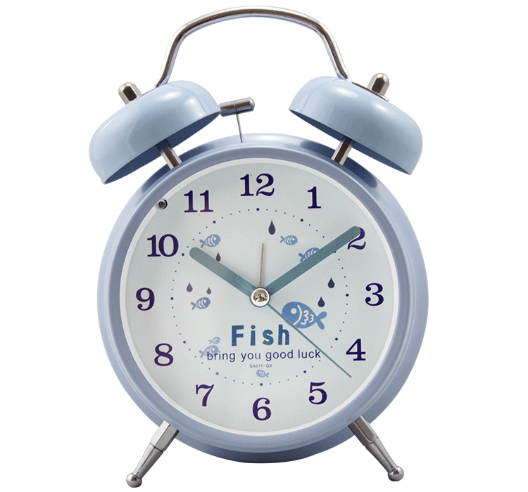 翰林时光 创意圆形4寸钟面扫描打铃钟 学生卧室床头带