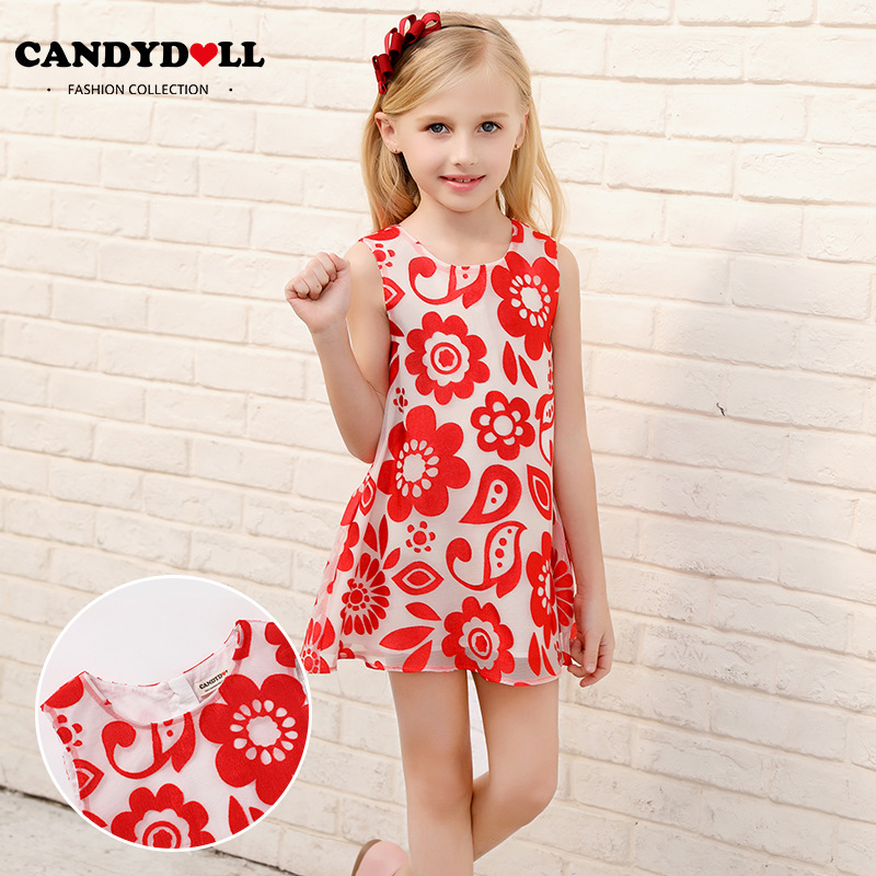 candydoll 女童新款连衣裙 夏季中小童高档公主裙 欧美风气质童裙