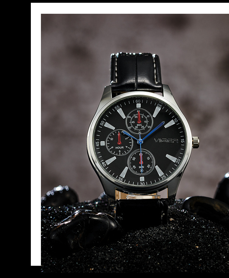 瓦格简约商务休闲皮带学生男手表 厂家直供东南亚新款男士手表