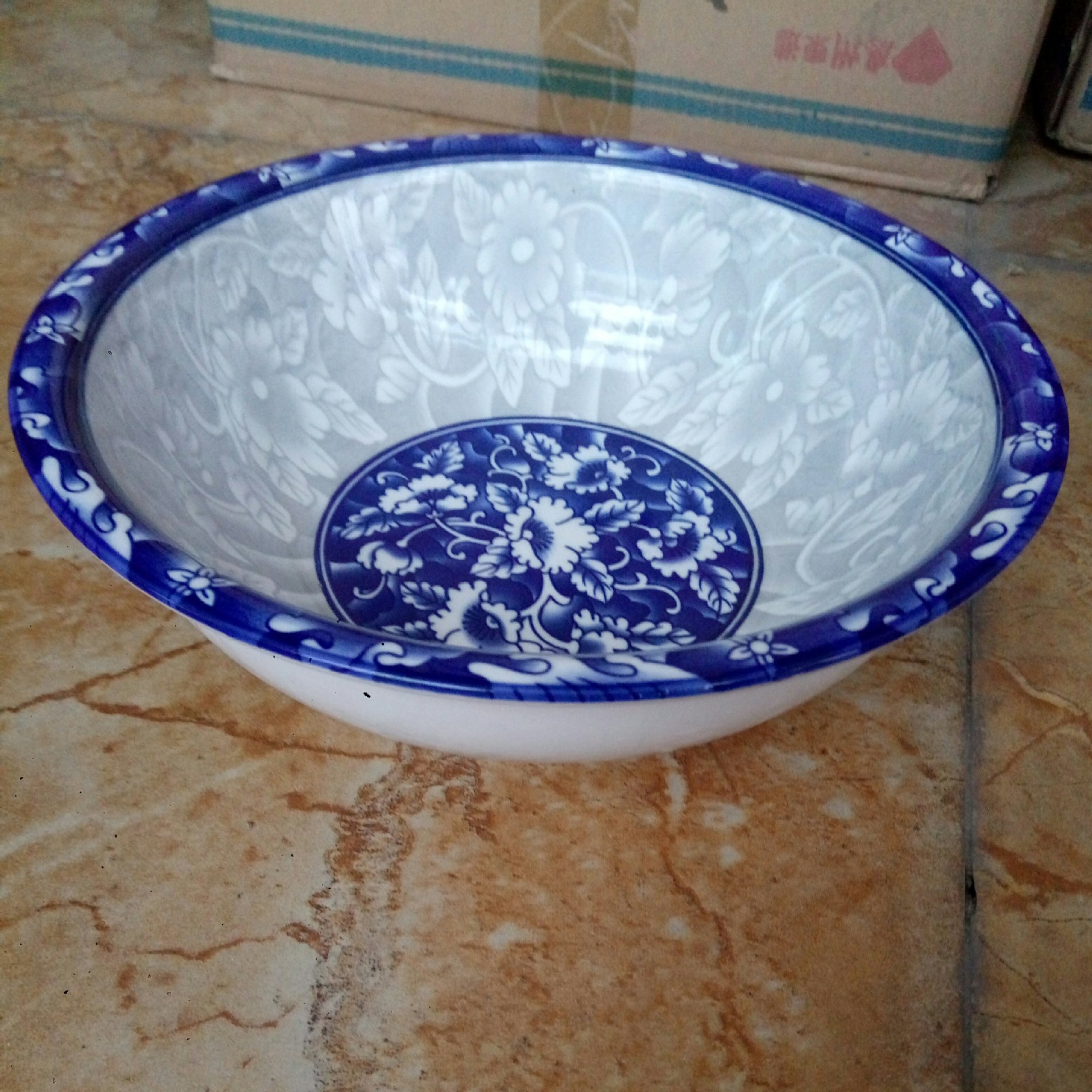 仿古青花酒店用品餐具碗盘九英寸青花003汤古 青枝玉蔓面盆 汤盆