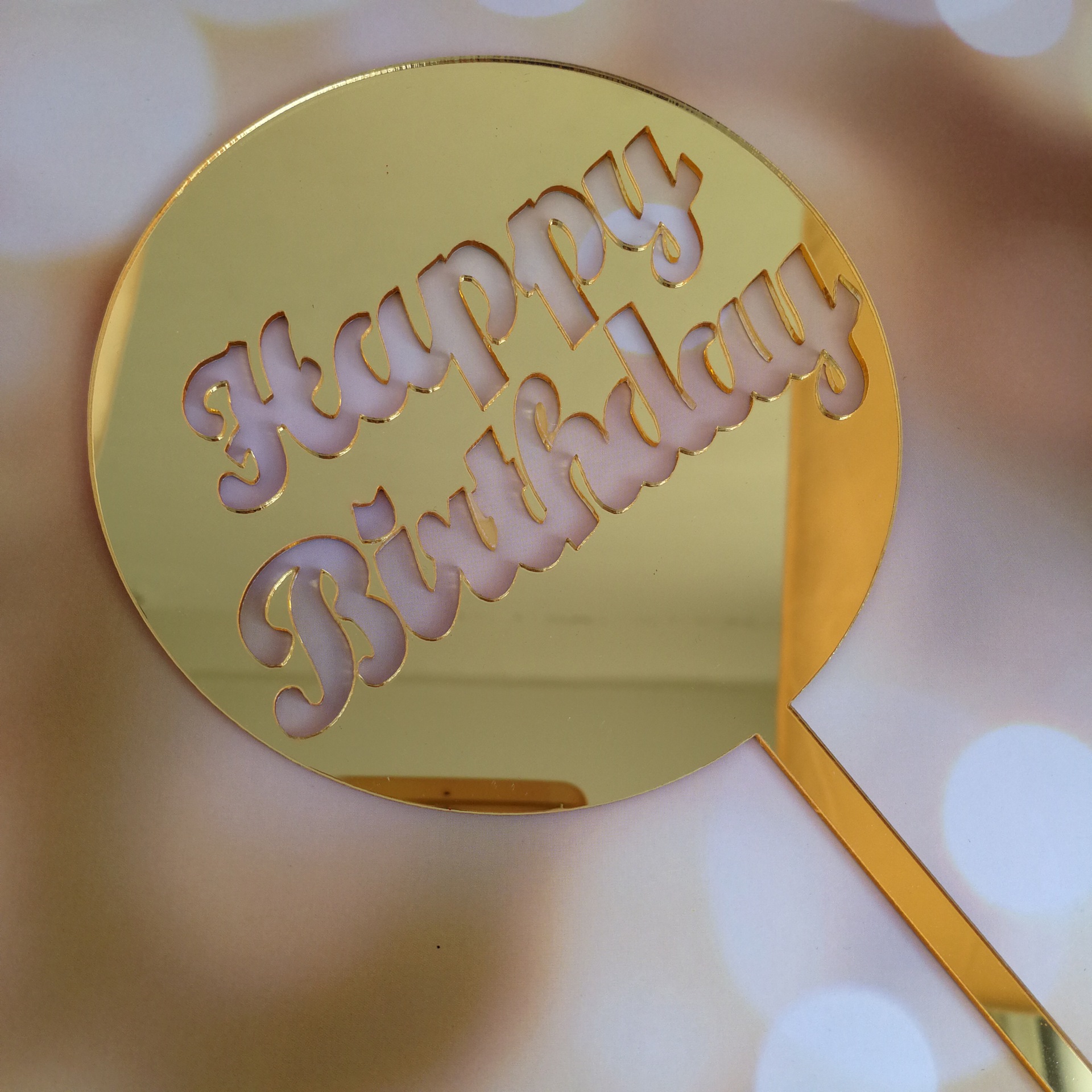 圆牌生日快乐蛋糕插牌金色银色黑色亚克力蛋糕插牌happy birthday