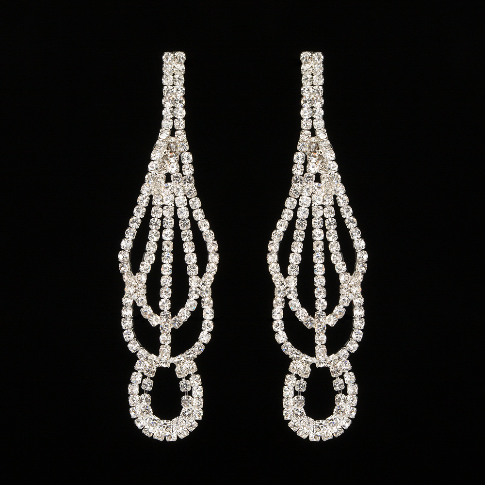 欧美经典大牌水晶钻石耳钉时尚气质满钻耳环几何耳饰热销e473