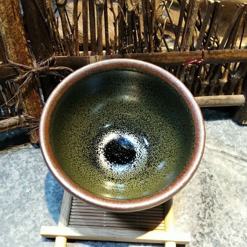 建阳建盏匠人张国平老师茶叶末釉芝麻滴建盏品茗杯功夫茶主人杯
