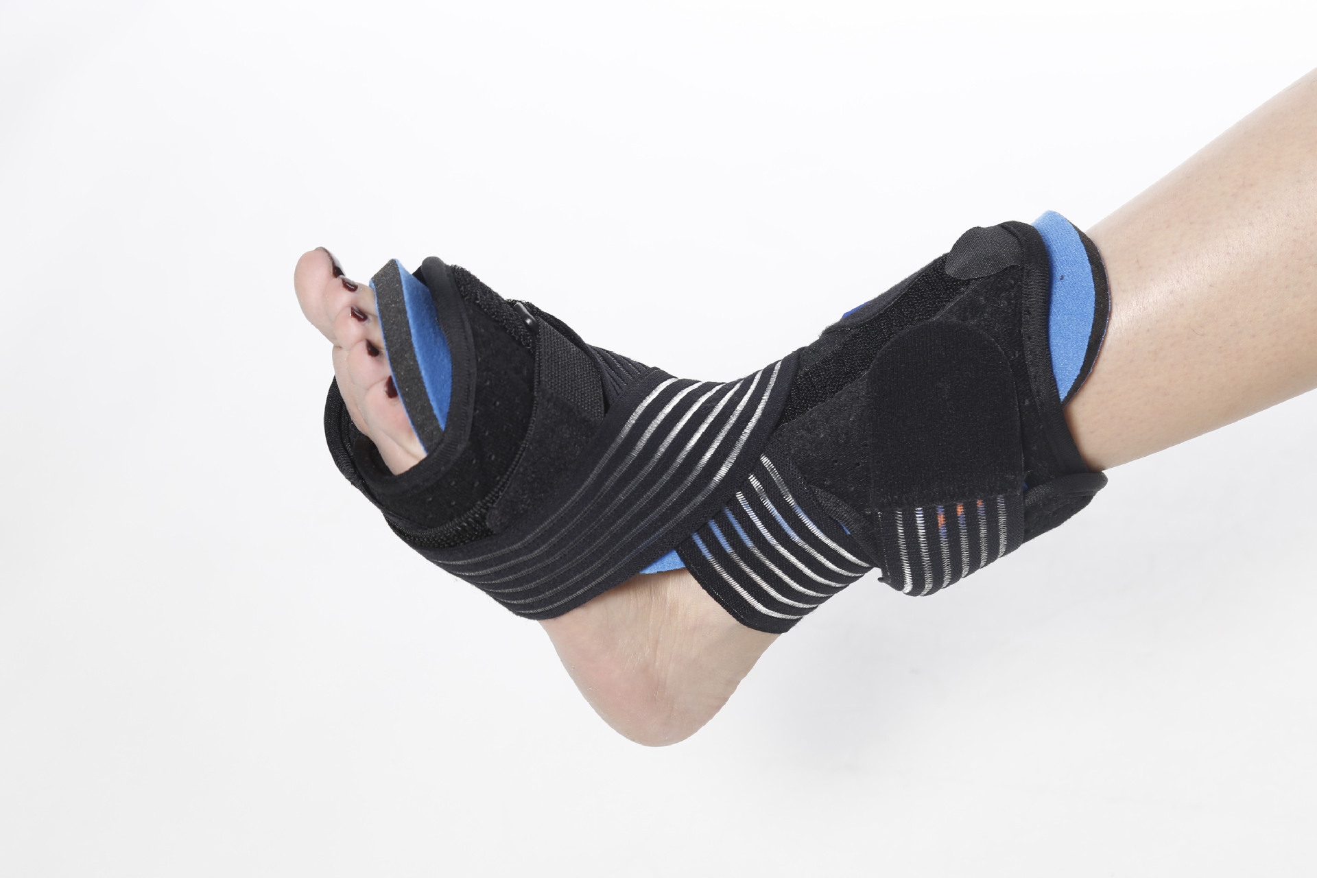 足托矫形器 足跟扭伤足下垂固定泡绵垫铝条夹板 夜用足托配pvc球