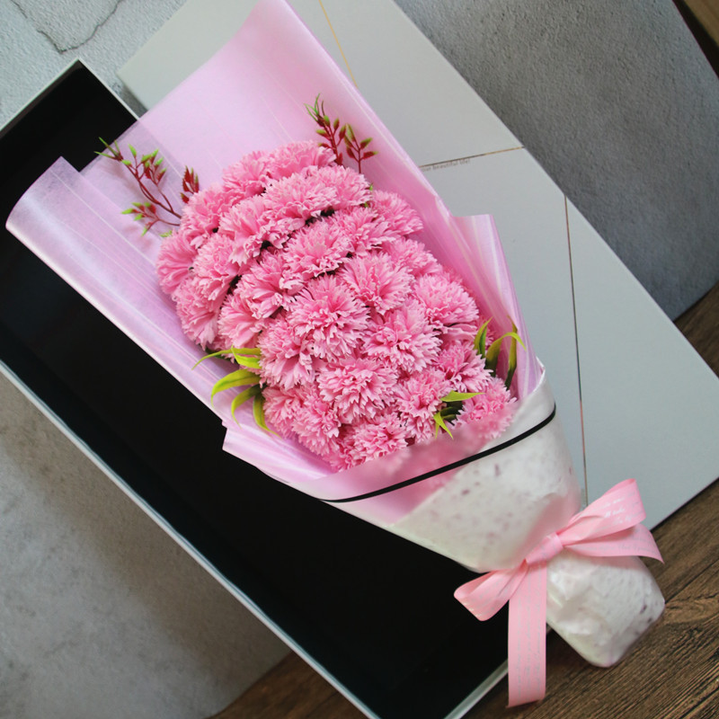 母亲节热销母爱深深33朵康乃馨香皂花礼盒花束生日礼物创意礼品