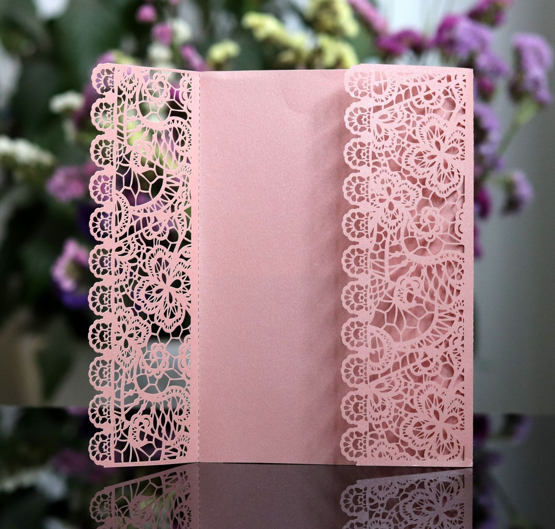 欧式贺卡封面 激光镂空纸花边 白色邀请函封套 蕾丝款请帖批发