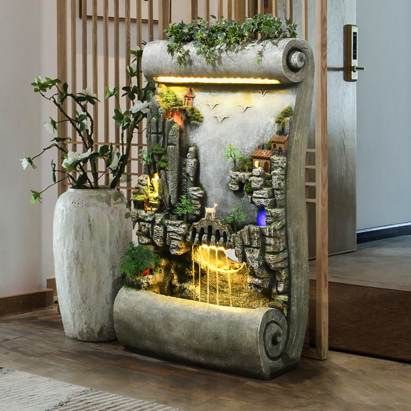 聚运集财风水轮假山流水喷泉摆件室内鱼池客厅玄关落地水景工艺品