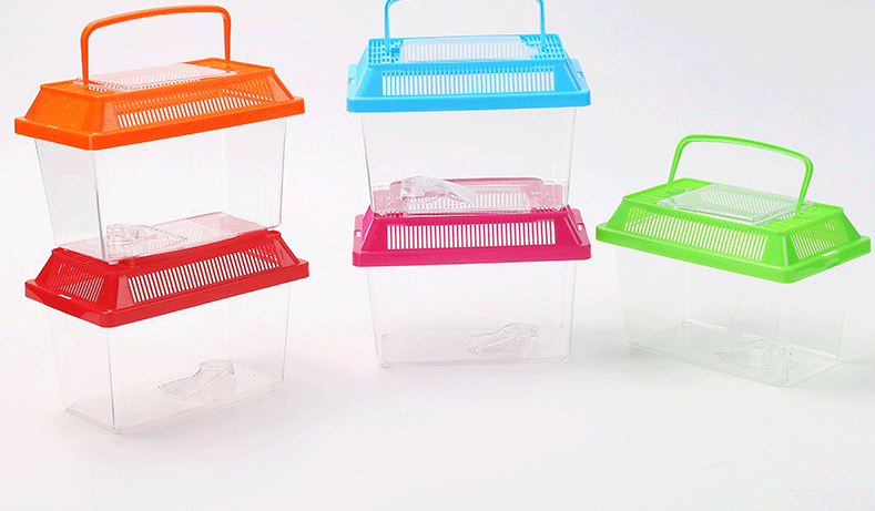 透明塑料乌龟盒 宠物盒爬虫饲养盒 小号手提式生态金鱼缸 运输盒