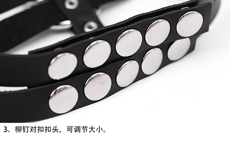 欧美原宿朋克风皮项圈 Ebay热销 圆形吊坠项链颈脖链短款锁骨链详情13