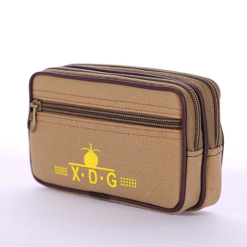 Factory Wholesale Men's Multi-Functional Mobile Phone Waist Bag Wear Belt Canvas Change Key Case Horizontal Leisure Wear-Resistant