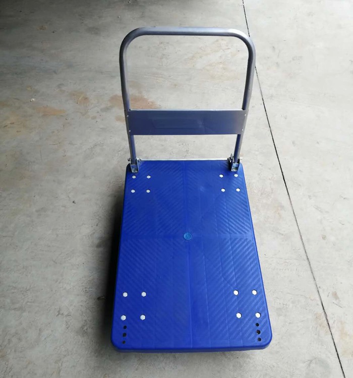 手推平板车 蓝色60*90手推平板车 可折叠塑料手推平板车批发