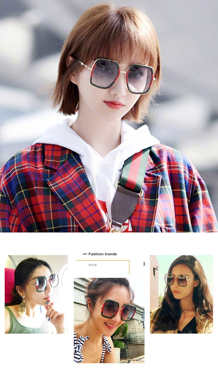 景甜明星同款眼镜潮女长圆脸大框墨镜个性素颜双拼色金框太阳镜