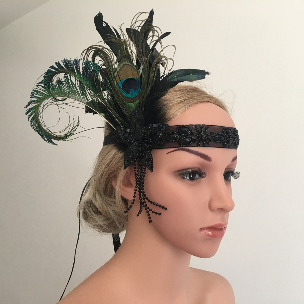 亚马逊热卖新娘伴娘儿童孔雀发带头饰 婚纱拍照写真 舞台表演发饰