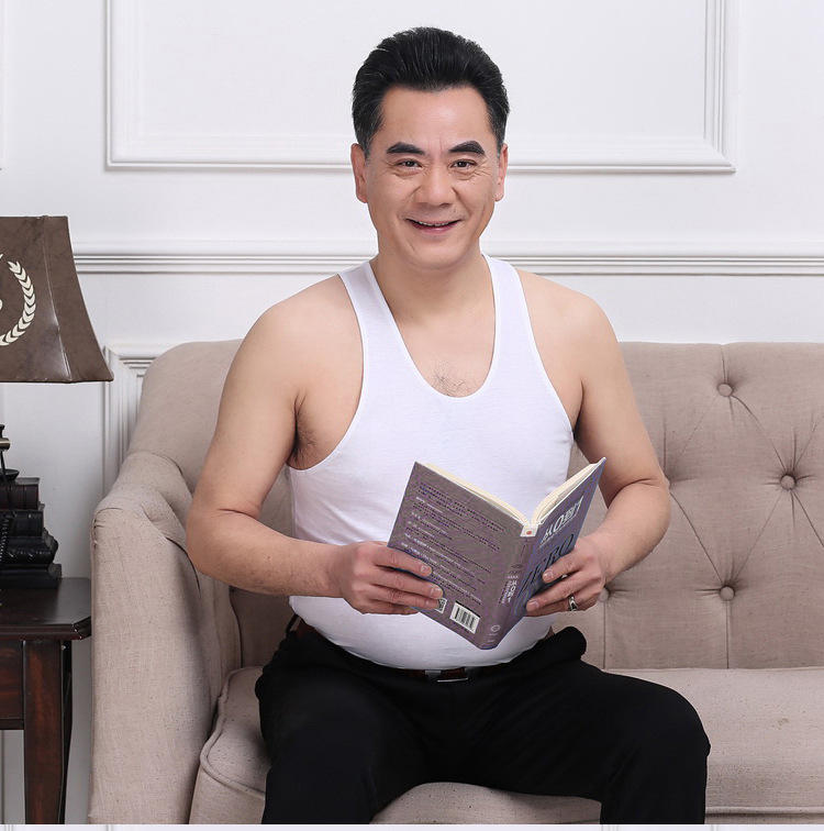 中老年老头夏天大背心爸爸汗衫白色薄款吸汗透气背心汗衫一件代发