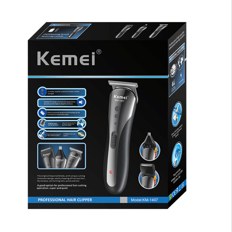 Cross-Border Kemei Shaver KM1407KM-1419-1506 Hair Clipper Nose Hair Trimmer Three-in-One