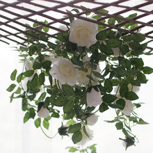 仿真玫瑰藤条 壁挂藤蔓 2米婚庆花藤 吊顶管道遮挡玫瑰条 9个花朵