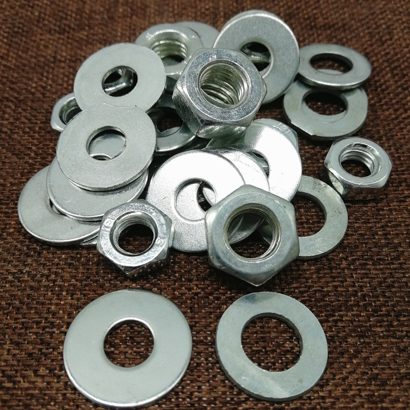 外六角螺母 铁镀白锌螺帽平垫手拧螺母m8m10六角螺帽垫片批发