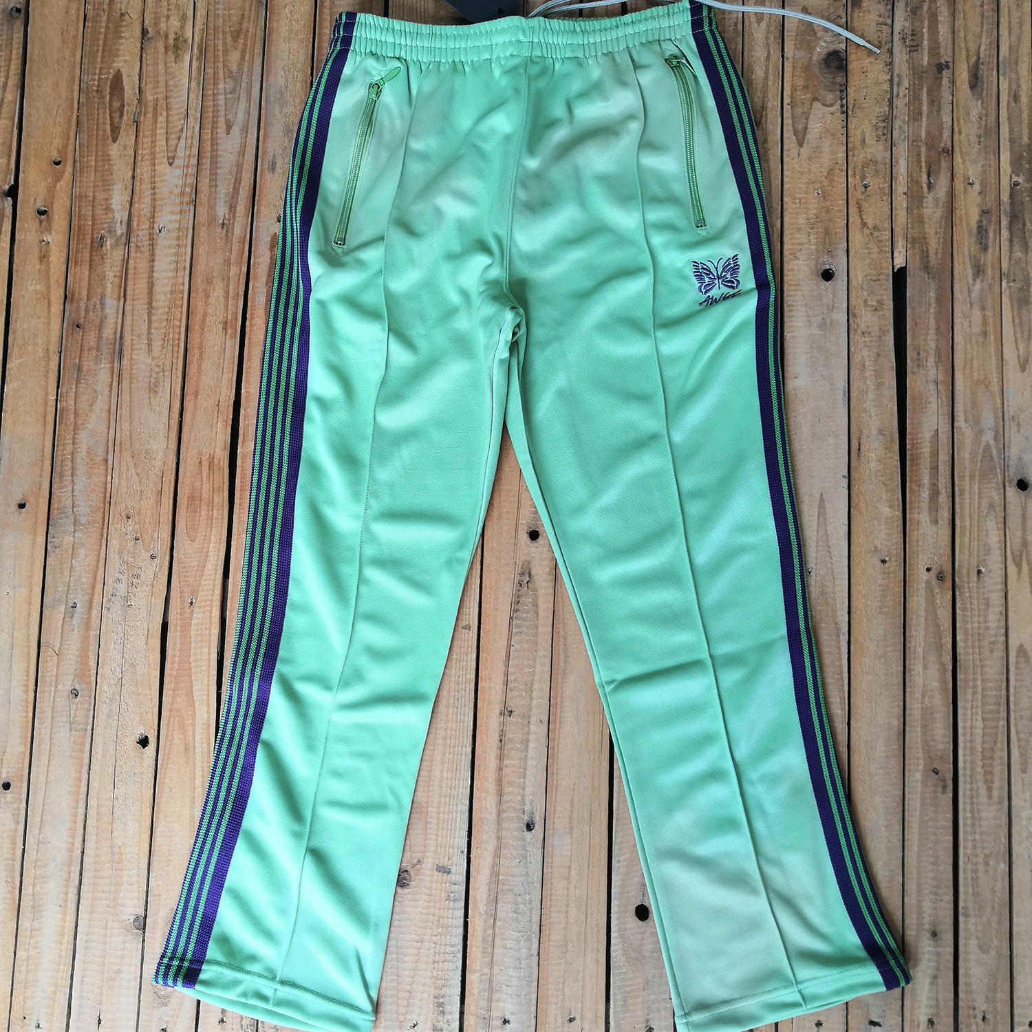 awge x needles asap rocky 联名日系复古蝴蝶织带刺绣长裤休闲裤