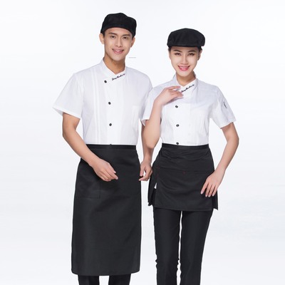 西餐厅厨师工作服 夏季短袖服务员工衣白色面点师衣服蛋糕屋服装