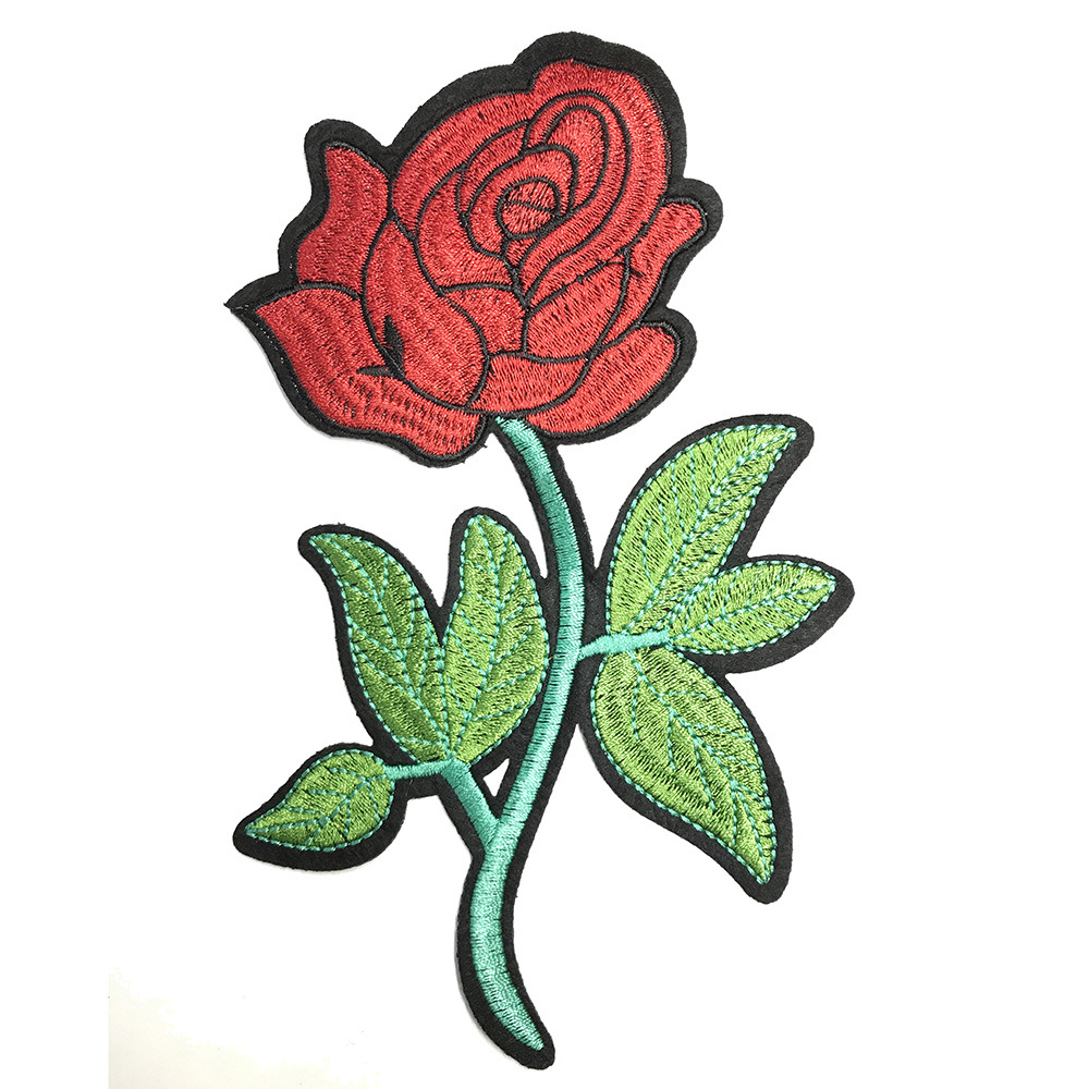 佛山电脑绣花工厂直销订做玫瑰花花草刺绣来样订做心型圆章