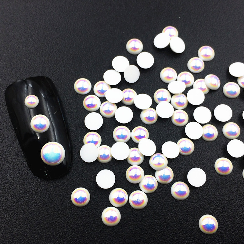 美甲珍珠饰品 进口材质韩国珍珠 ab白色珠光半圆珍珠 美甲饰品