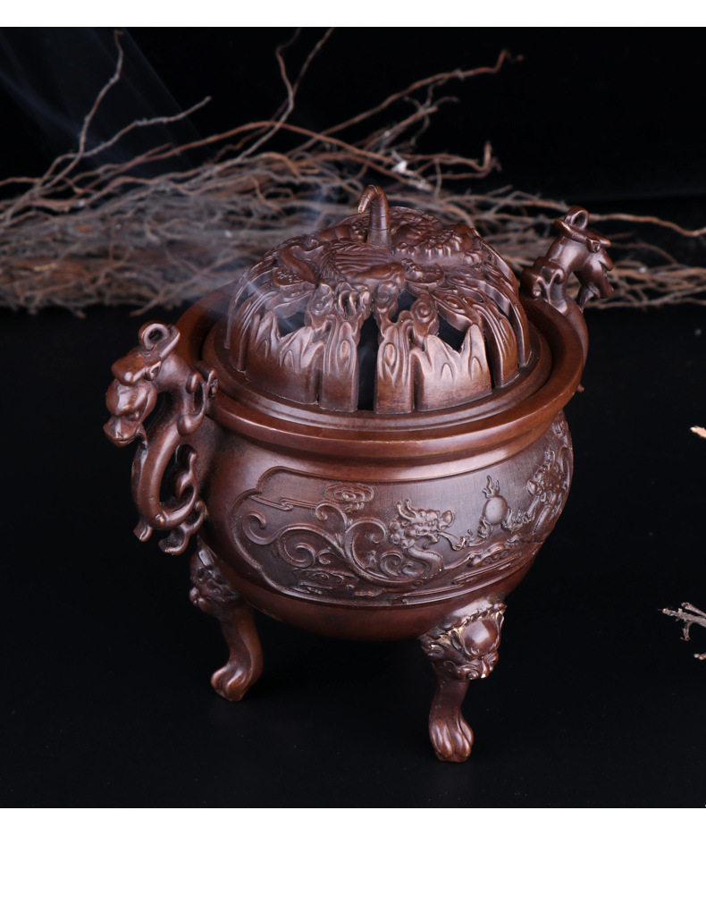 杨铜记 貔貅香炉纯铜摆设 盘香炉家用熏香炉香道摆件供佛檀香摆件