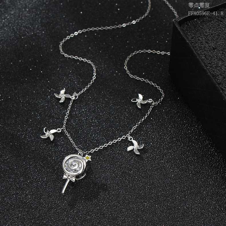 零点零度日韩甜美可爱美少女棒棒糖系列小风车锁骨链精致百搭项链