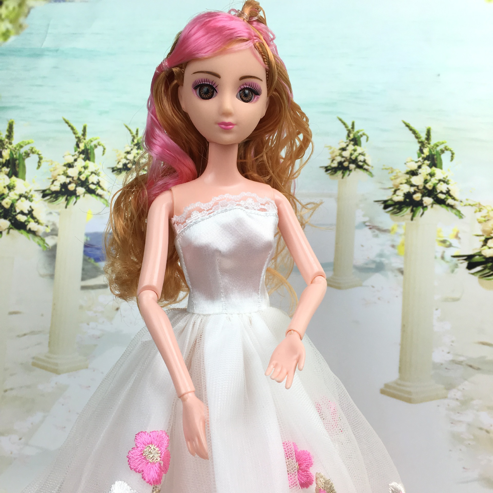 新齐芭比娃娃3d真眼关节公主女孩换装洋娃娃婚纱过家家女童玩具