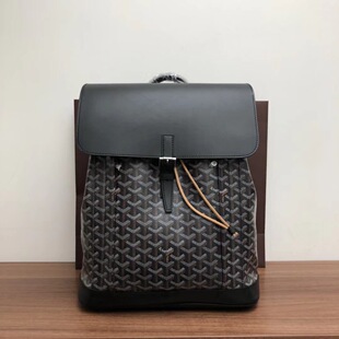 goyard 戈雅男士拼色手提双肩背包y字母logo书包真皮拼帆布双肩包