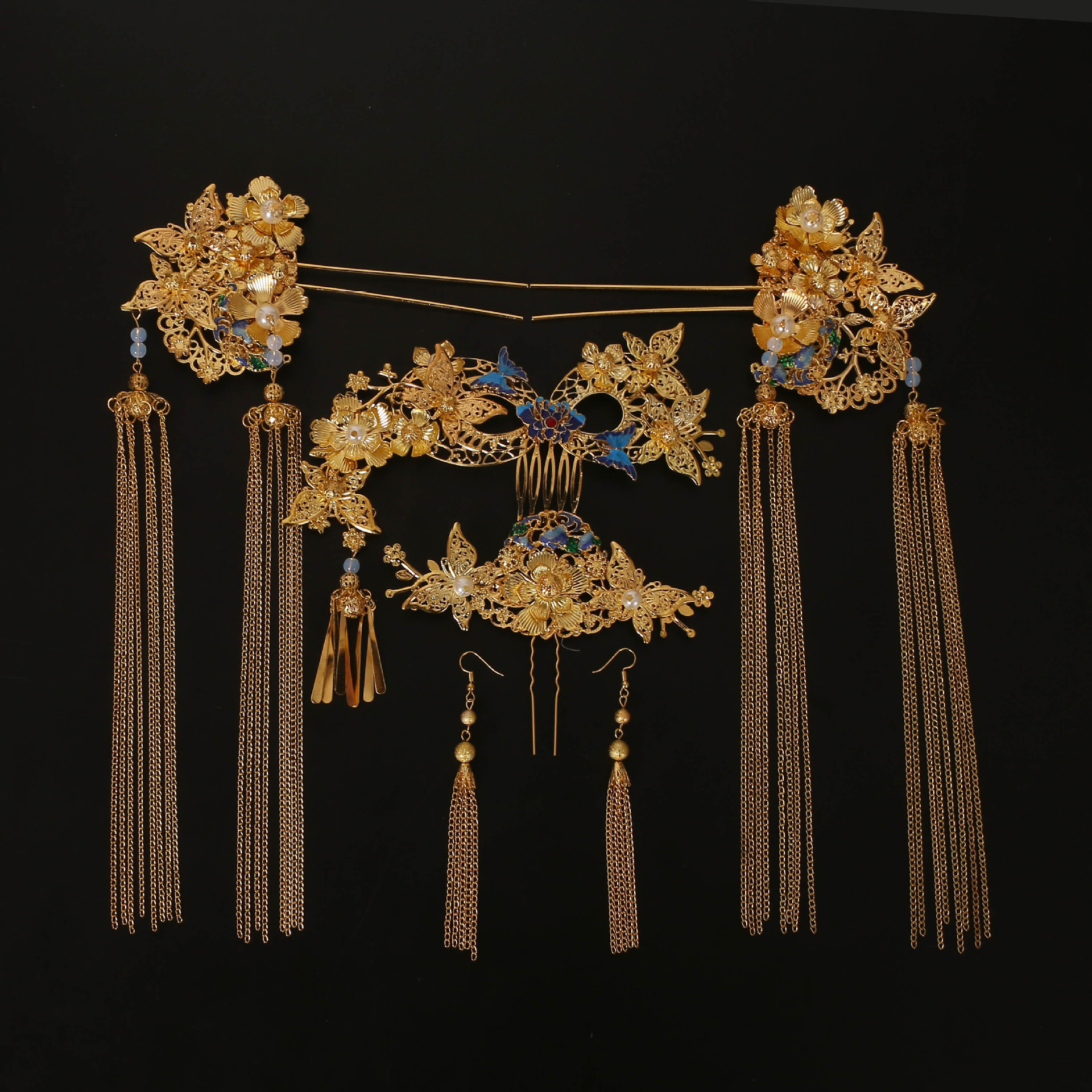 新款流苏新娘头饰婚庆演出发梳古装中国风秀禾服发饰发冠发簪批发